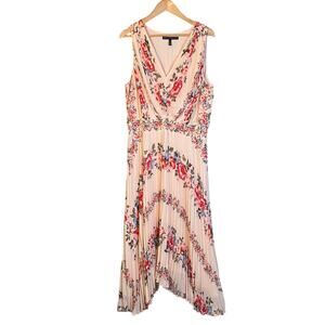 White House Black Market Women Size 16 Floral Pleated Maxi Dress Cottage Fairy